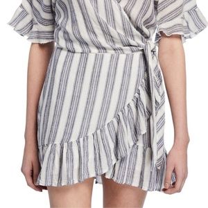 Rails Ruby Stanton Striped Wrap Front Ruffle Mini Skirt Size S